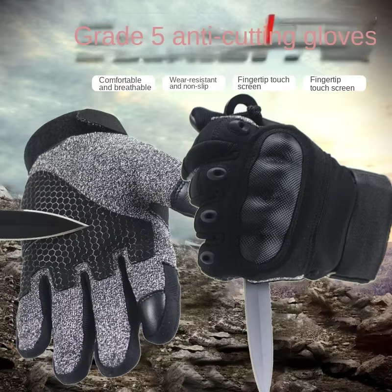 Guantes tácticos anticortes y antipuñaladas de nivel 5, fanáticos del ejército al aire libre, todos se refiere a la conducción de autodefensa de combate de fuerzas especiales mascu