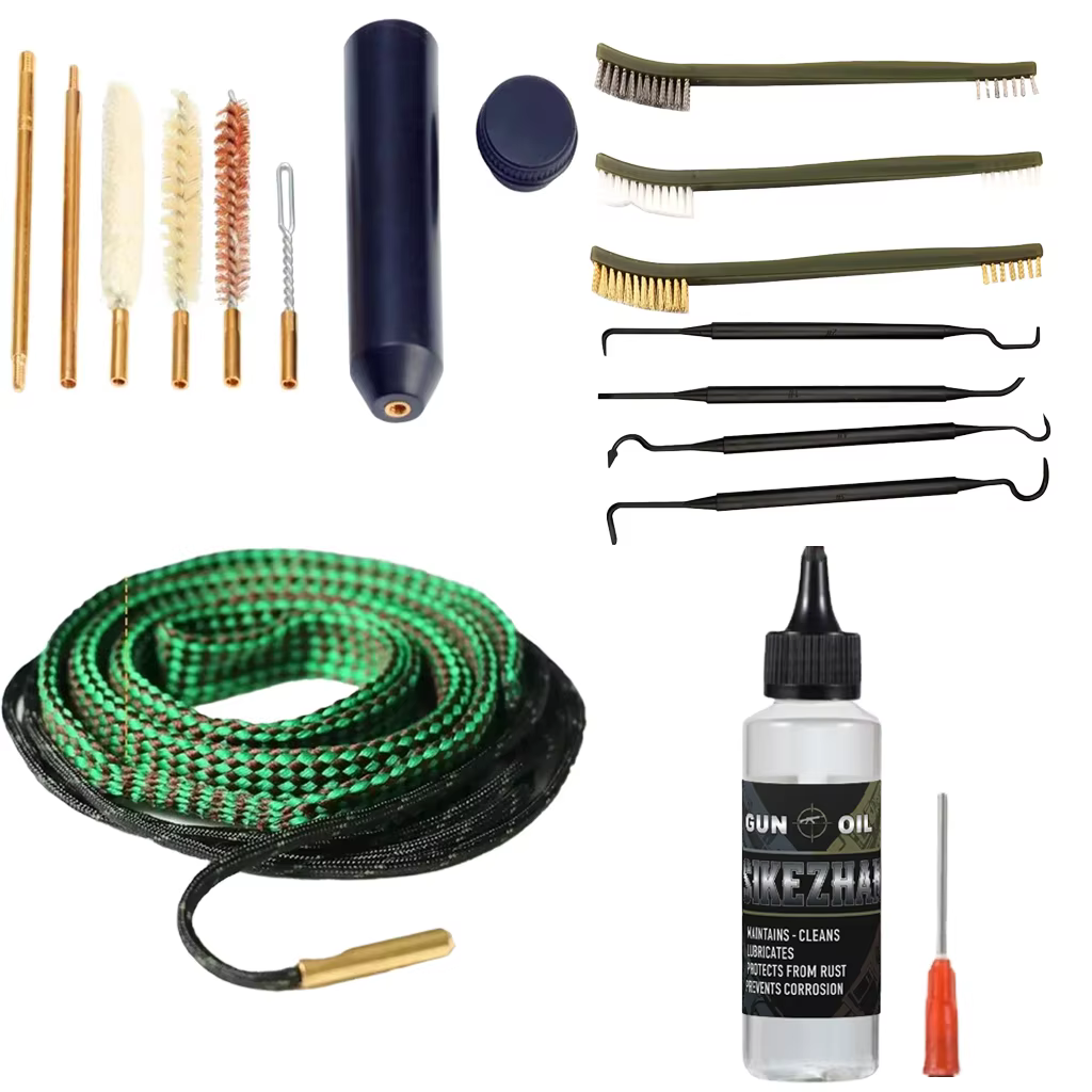 Kit de limpieza de pistola.22.223 5,56 9 mm: 60 ml CLP engrasador de aguja de aceite, serpiente de orificio y 7 piezas de juego de púas de cepillo para mantenimiento de pistola de