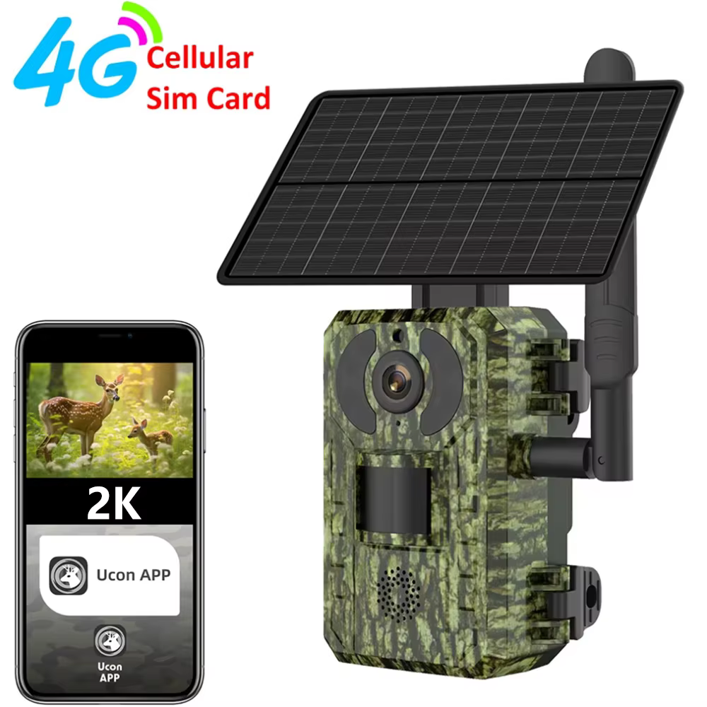 Cámara de Caza Celular 4G para la UE, con Batería 2K, Energía Solar, Activación por Movimiento PIR, Visión Nocturna para Exteriores IP65, Sin Exposición a Luz Roja 52,68€4.63.000+