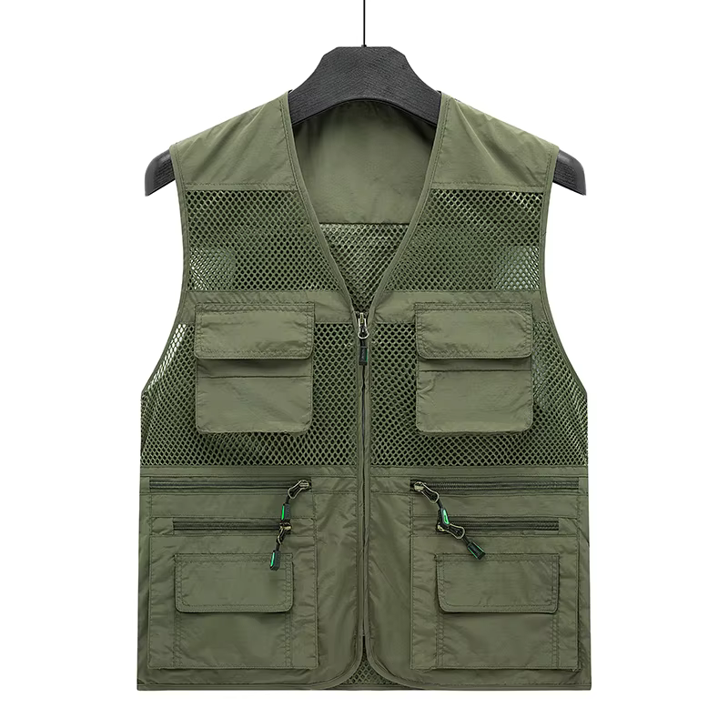 Chaleco de malla fina de verano para deportes al aire libre, chaquetas Bomber de gran tamaño, chaleco sin mangas, ropa de trabajo táctica informal, chalecos de pesca para acampar 1