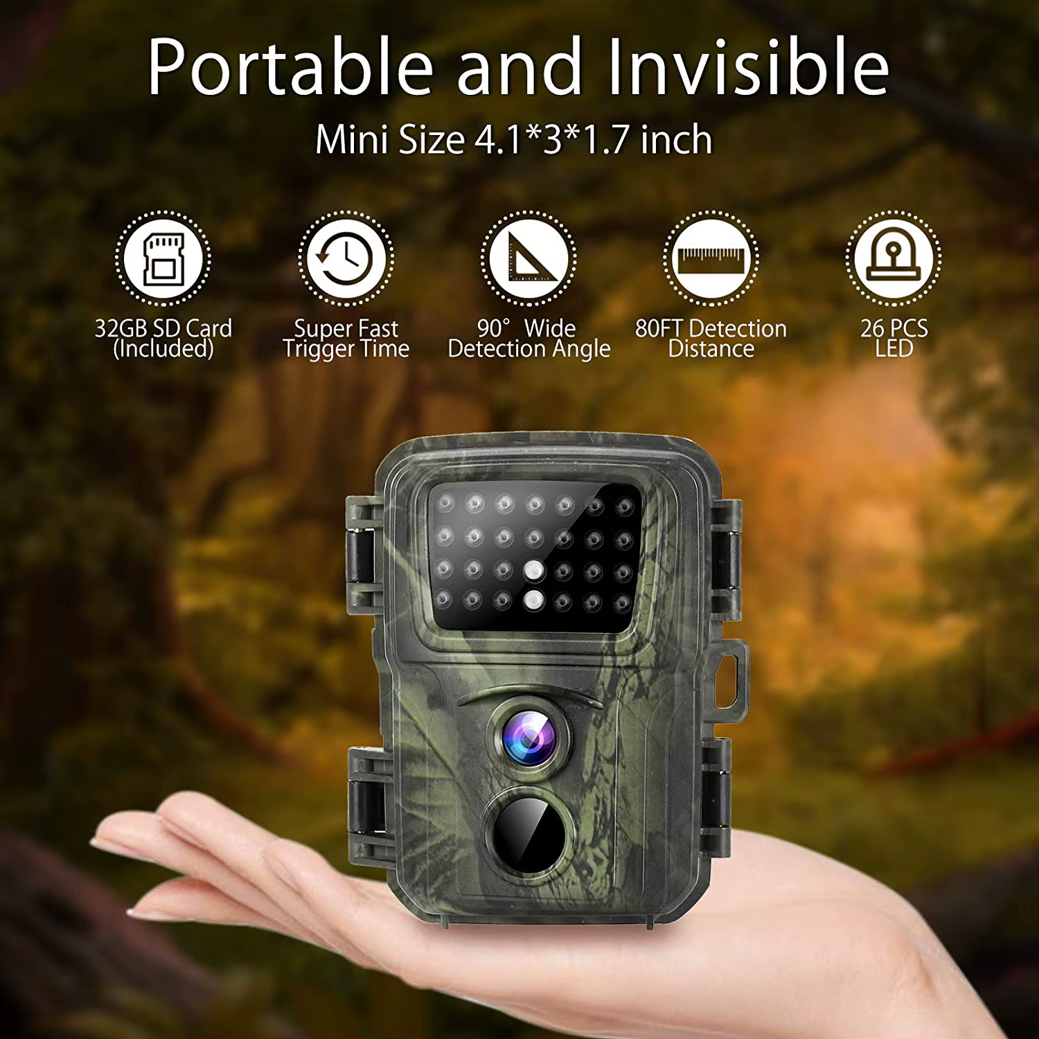 Mini Cámara de Caza de 20MP 1080P, Cámaras para Vida Silvestre con Visión Nocturna de 850NM, Mini600, Trampa Fotográfica para Animales, Vigilancia y Rastreo 22,39€4.3900+ vendidosA