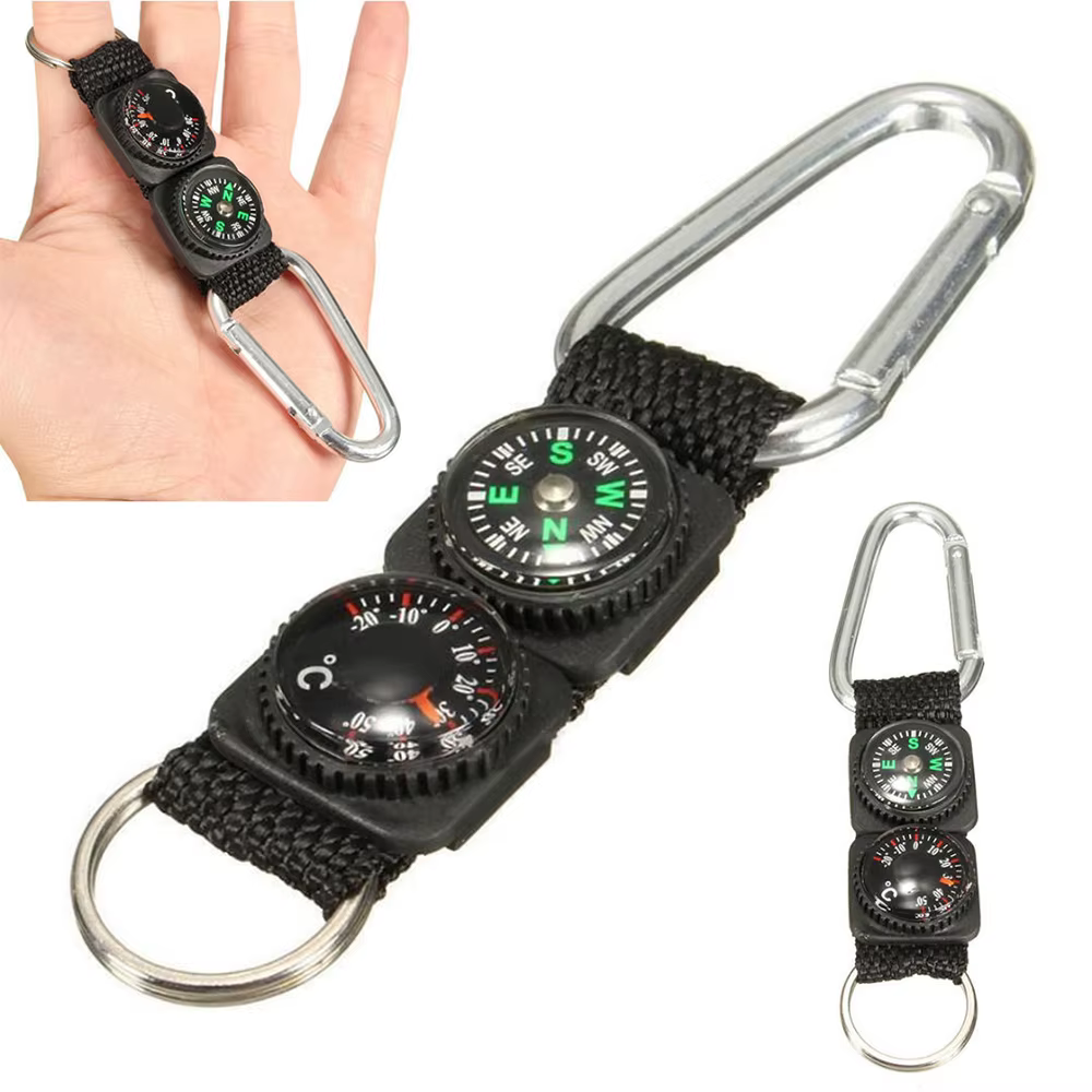 1 unidad Universal multifunción 3 en 1 Camping escalada senderismo Mini mosquetón con llavero brújula termómetro colgador llavero 18,29€Ahorra 24,24€Entrega más rápida en 6 díasPre