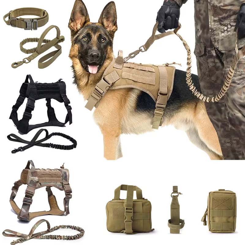 Chaleco militar táctico para mascotas, chaleco de adiestramiento al aire libre, conjunto de arnés y correa para perros con Collar para perros medianos y grandes, pastor alemán 8,49