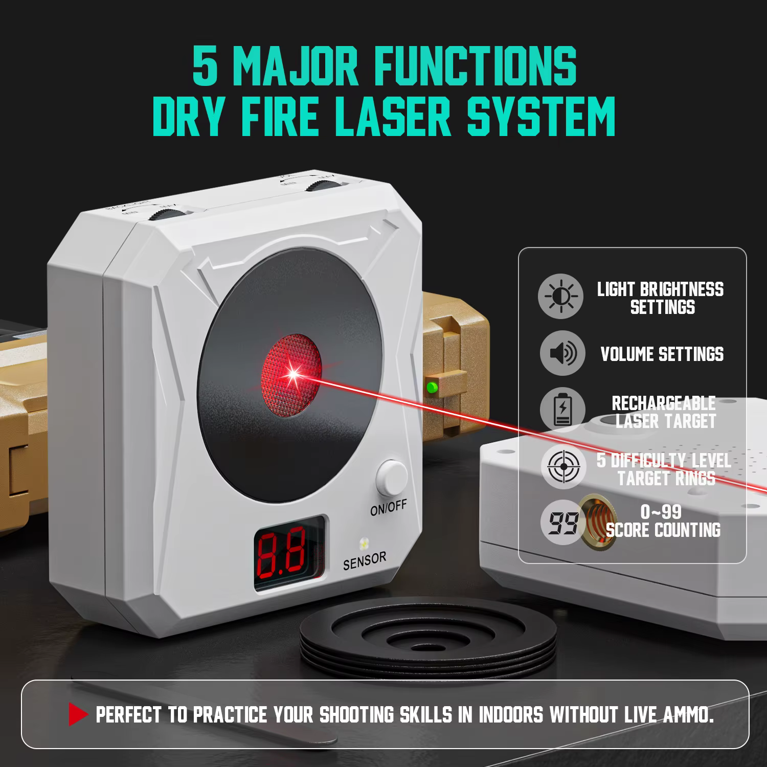 Puntuación electrónica de inducción infrarroja, objetivo láser, práctica de disparo sensible al Color con efectos de sonido, equipo de juguete de entrenamiento 28,19€4.9900+ vendid