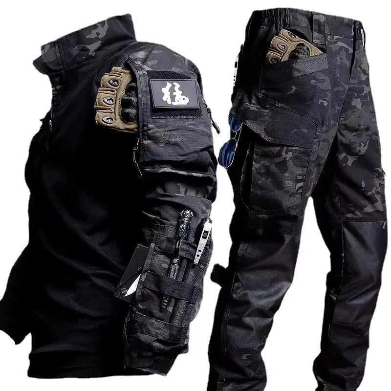 Traje táctico para hombre, ropa de caza Airsoft, uniforme militar de Paintball, camisas de asalto para senderismo, conjuntos de fuerzas especiales, pantalones para exteriores 17,69
