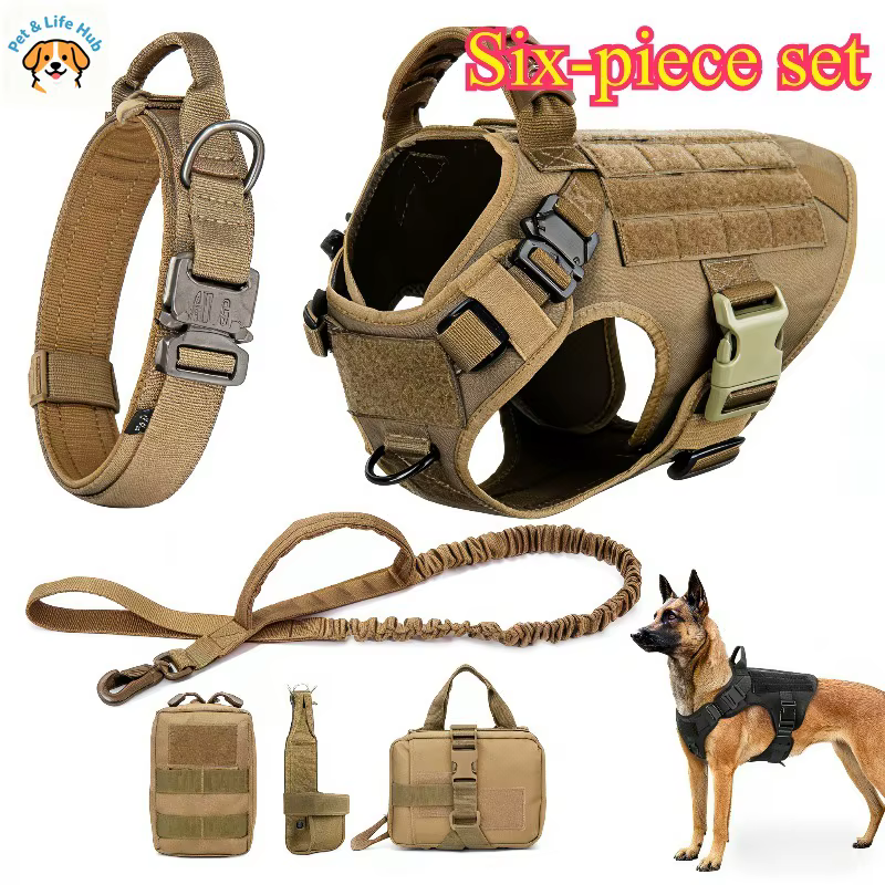 Arnés Táctico para Perros Grandes con Collar y Correa, con Bolsas Molle, Chaleco de Entrenamiento para Pastor Alemán, Malinois y Perros Medianos y Grandes 7,09€52 vendidosAhorra 14