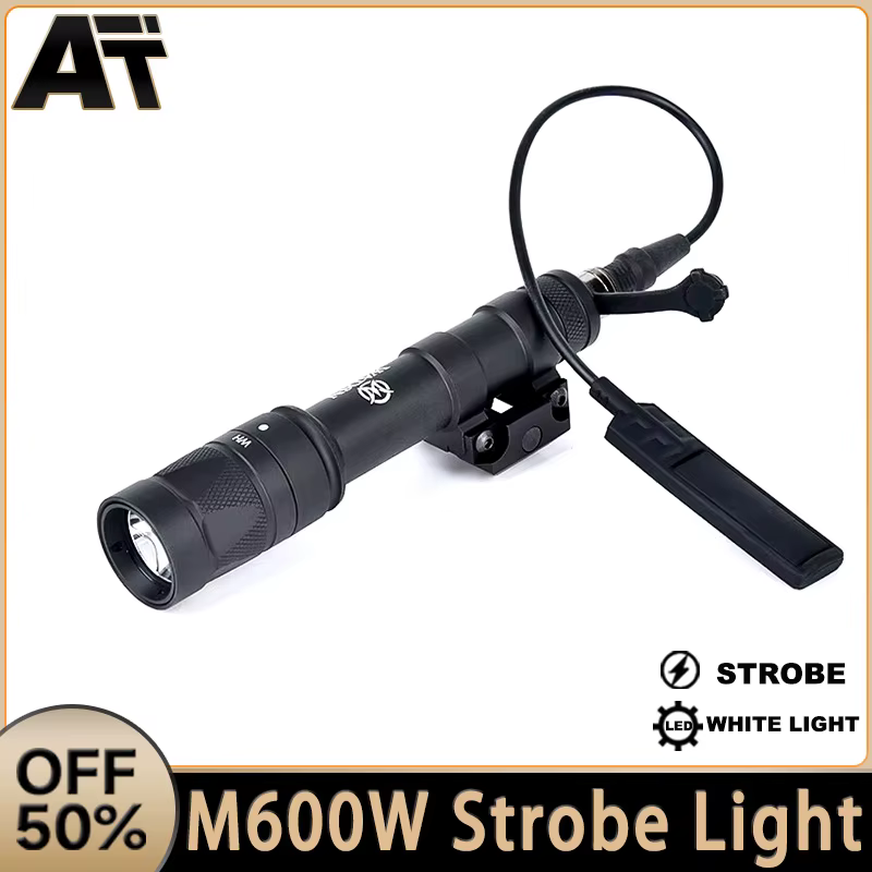 Linterna Táctica Potente WADSN M600W M600 para Rifle de Airsoft, Caza y Armas, Luz LED Estroboscópica, Compatible con Riel Picatinny de 20 mm