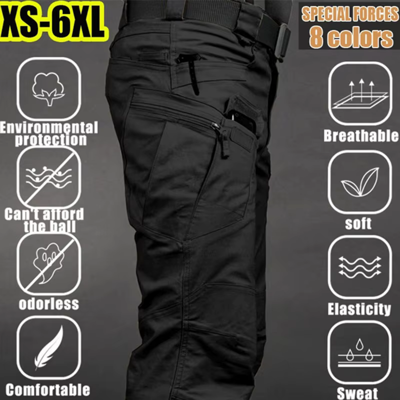 Pantalones Cargo tácticos para hombre, pantalón deportivo informal para exteriores de talla grande 6XL, senderismo, pesca, pantalones impermeables con múltiples bolsillos para homb