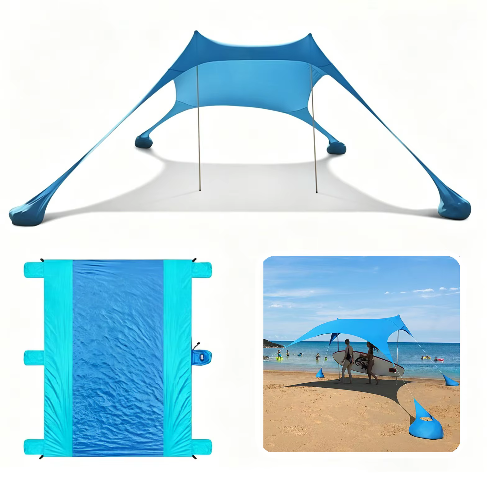 Toldo de Playa Todo en Uno, Carpa de Camping para Exteriores, Protección Solar UV, Toldo de Playa Resistente al Viento con Bolsa de Almacenamiento, Accesorios de Camping 22,38€4.84