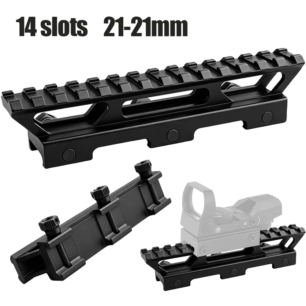 Adaptador de riel elevador para mira telescópica de 14 ranuras, de 21mm a 21mm, con conversor de cola de milano a riel Picatinny de superficie plana, 145mm, accesorio de caza