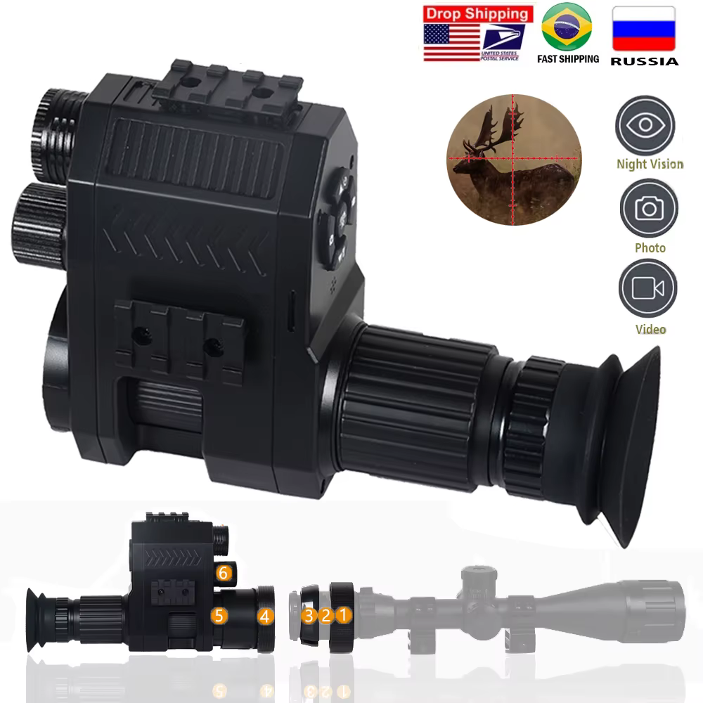 Megaorei-mira Monocular de visión nocturna Digital, visión nocturna infrarroja láser de 1080P, videocámara de vídeo/foto de 200-400M, varios idiomas 44,39€4.471 vendidosAhorra 54,2