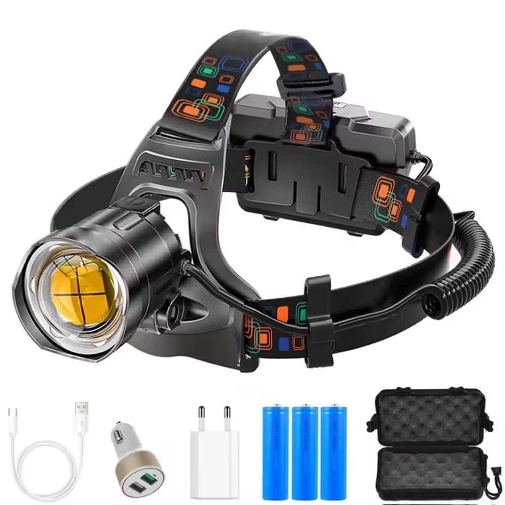 Potente linterna frontal Led XHP100 con zoom, recargable por USB, de alta potencia, salida impermeable, linterna frontal superbrillante 18650 11,56€4.81.000+ vendidosAhorra 15,53€T