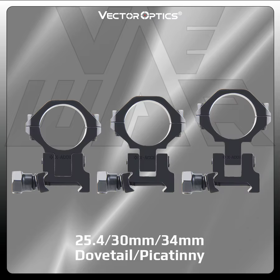 Anillas de Montaje Vector Optics 25.4/30/34mm Picatinny/Dovetail para Visores de Caza, Accesorios AR-15, Ajuste de Elevación