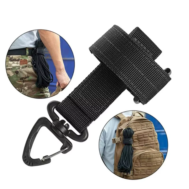 Guantes tácticos multiusos con hebilla, gancho para guantes para escalada militar al aire libre, almacenamiento de cuerda, colgante ajustable para acampar, 1/2 Uds.
