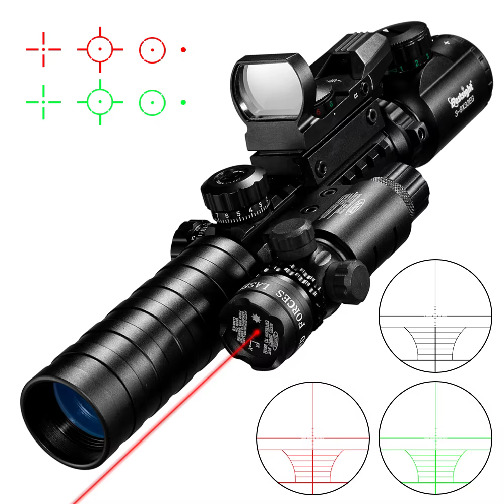 Mira Telescópica 3-9X32 EG 3 en 1, Mira de Caza con Iluminación Roja y Verde, con Retícula Holográfica Reflex 4, Mira de Punto Rojo y Verde, Caza 51,92€4.91.000+ vendidosAhorra 83,