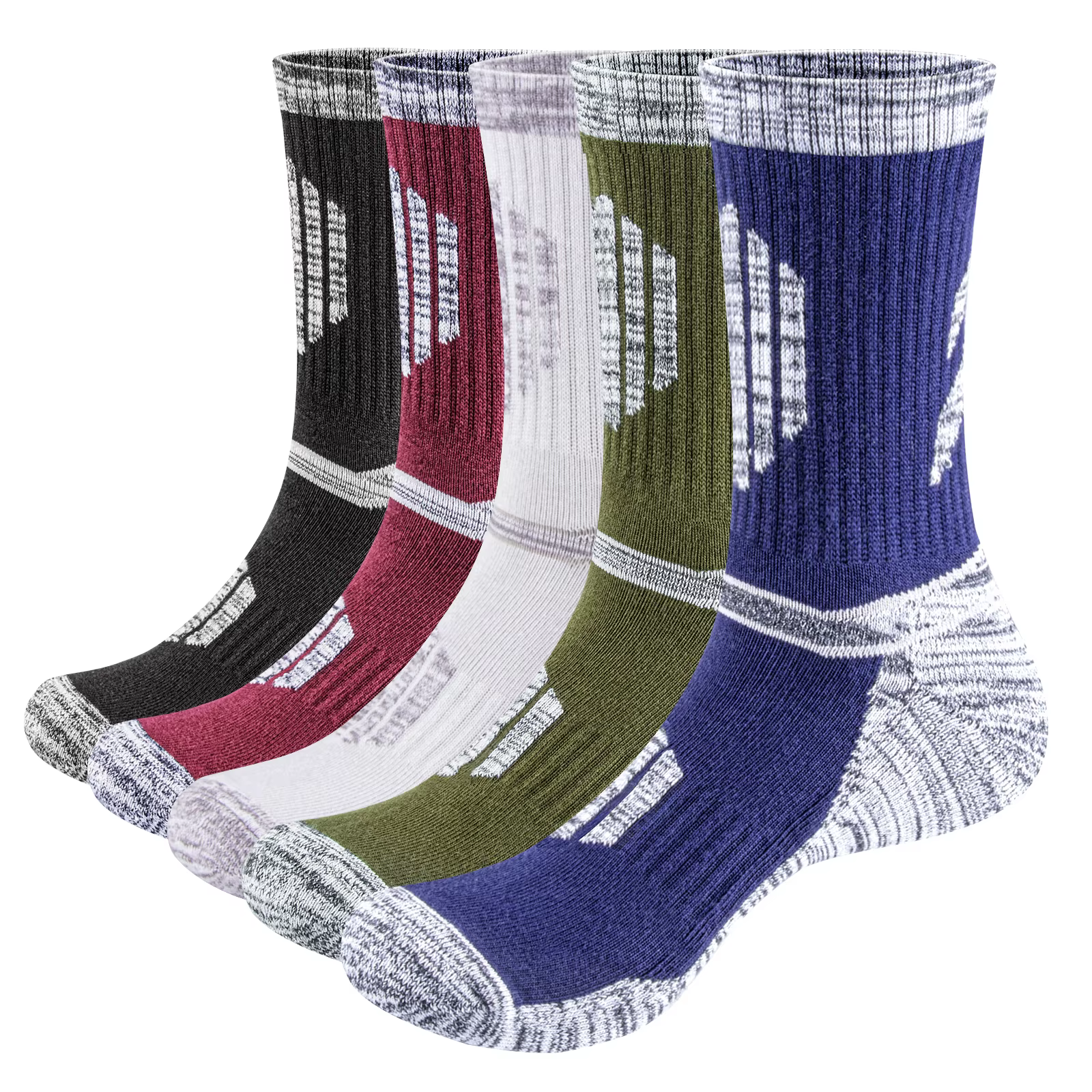 YUEDGE Calcetines de senderismo para caminar con humedad para hombre, calcetines acolchados de algodón que absorben la humedad, soporte para el arco y calcetines transpirables para