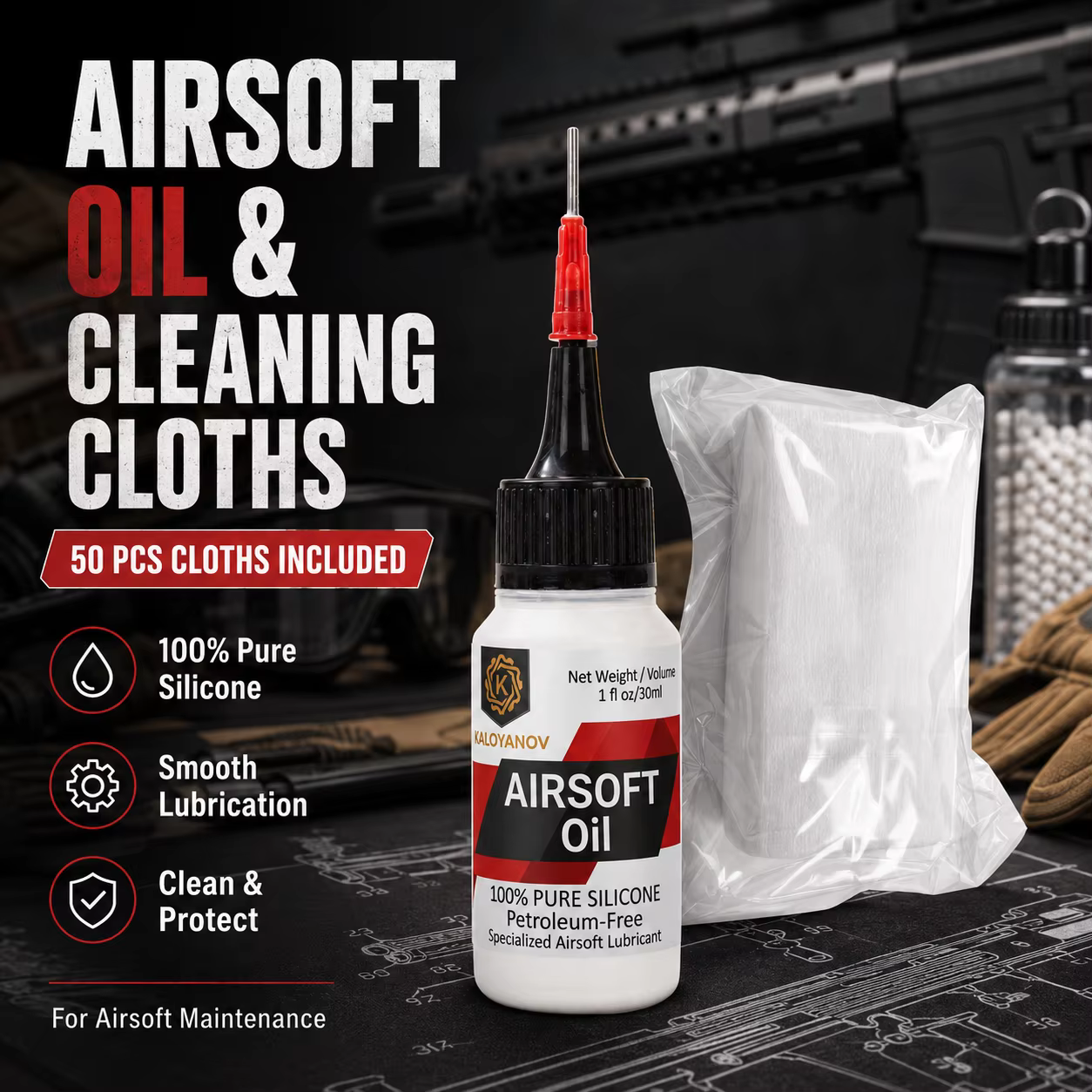 Aceite de Silicona 100% Puro para Airsoft, 30 ml, Lubricante Sin Petróleo, Kit de Mantenimiento Especializado con Paño de Limpieza para Piezas 3,19€(1,6€/ud) -57%9 vendidosOferta a