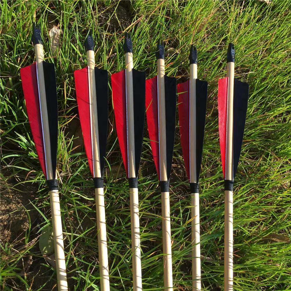 Flechas de madera Natural hechas a mano, bala de plumas rojas y negras de pavo, tiro con arco, 20-60 libras, 32 pulgadas, 6/12/24 unidades 20,99€24,69€ -14%4.510 vendidosPrecio más
