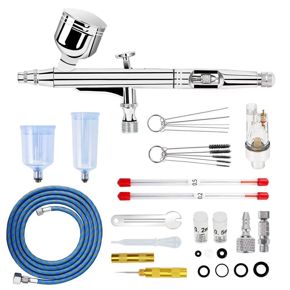 Kit de aerógrafo por gravedad de doble acción, agujas de 0,2/0,3/0,5mm, tazas de 7/20/40cc, herramientas de limpieza para maquillaje, pintura artística de uñas, detalles de coches