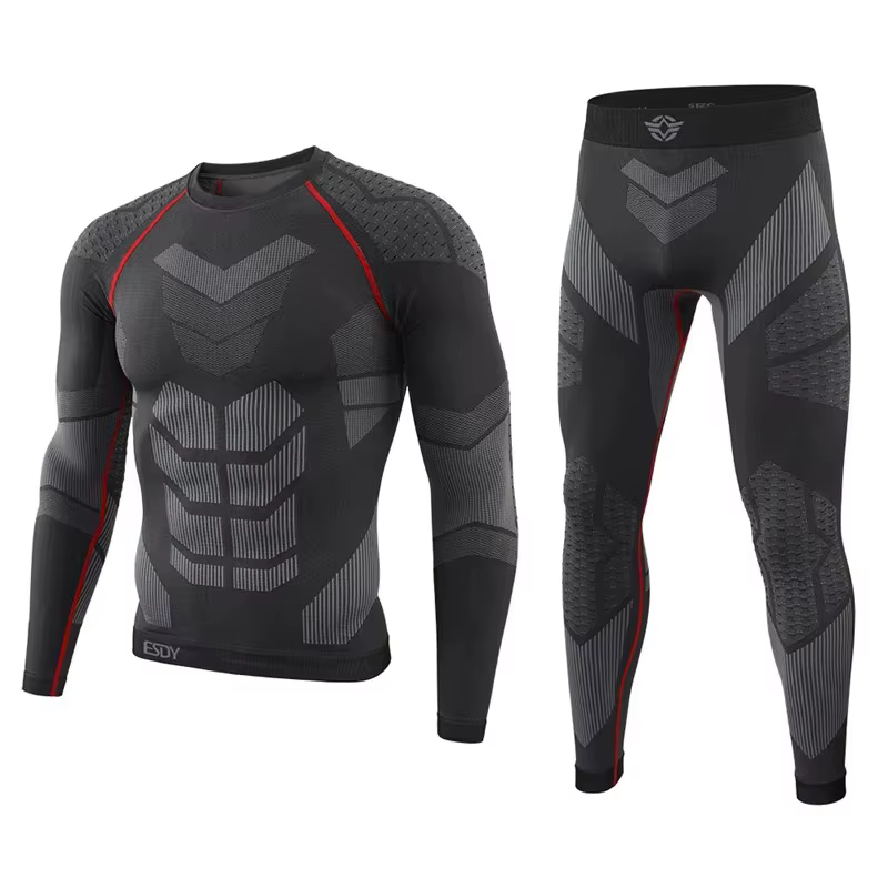 Conjunto de ropa interior térmica táctica para hombre, deportes al aire libre, entrenamiento de ciclismo, Fitness, Calzoncillos largos, ropa cálida sin costuras ajustada para el su