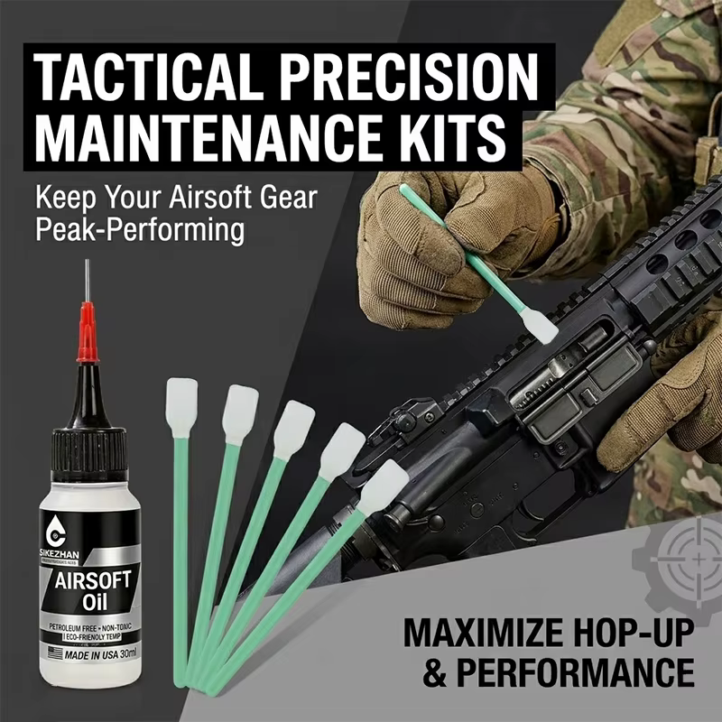 Aceite de Silicona Premium para Mantenimiento de Airsoft con Hisopos de Aplicación Precisa, Lubricante para Reducir la Fricción y Facilitar el Funcionamiento, SIKEZHAN 2,82€(0,47€/