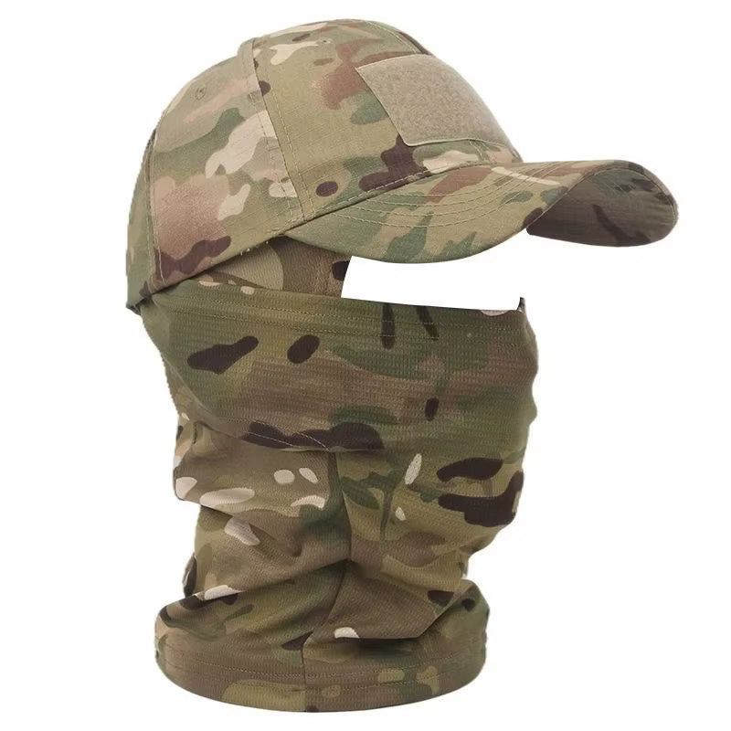 Pasamontañas táctico, gorras de béisbol, conjunto de máscara facial completa para hombre, gorra Snapback de verano para el sol, pasamontañas de camuflaje para caza al aire libre 3,