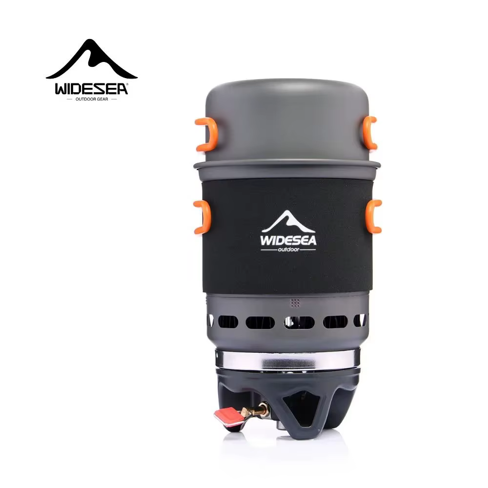 Widesea-sistema de cocina para acampar con intercambiador de calor, quemador de Gas para exteriores, estufa, juego de ollas turísticas, vajilla, utensilios de cocina, caminata de t