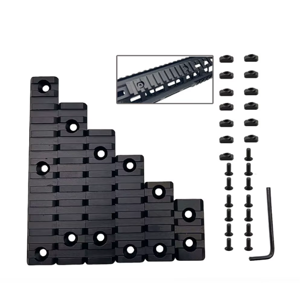 Kit de riel Picatinny de M-LOK táctico de aluminio, 3 5 7 9 11 13 ranuras, adaptador de sección de riel, accesorio de montaje, accesorios de caza y tiro